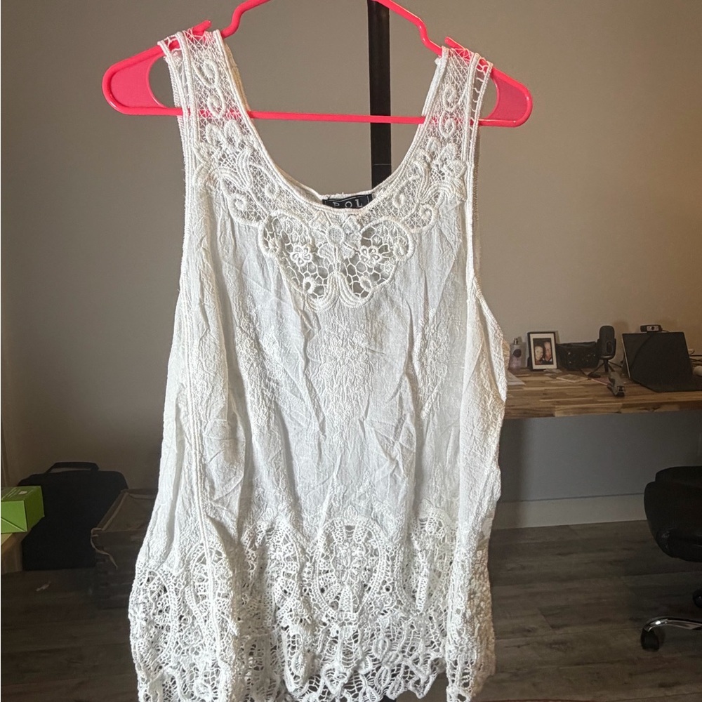 POL White Lace Tank Top NWOT